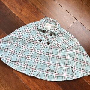 Janie and Jack Baby Girls Light Blue Collared Poncho Size 12 to 24 mo.